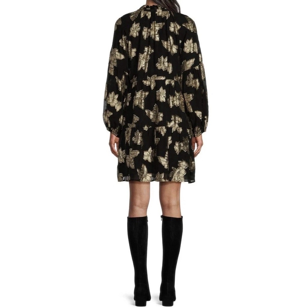 Tommy Bahama Shimmering Shores Long Sleeve Tiered Shift Dress Black Gold NWT - Picture 16 of 16